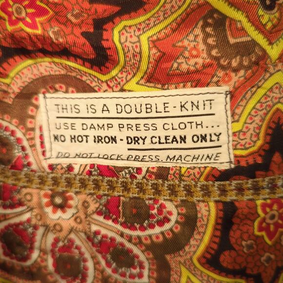 1971 Vintage Double Knit Blazer Size 40 Jacket Psychedelic Lining 70s Mod - Picture 4 of 8